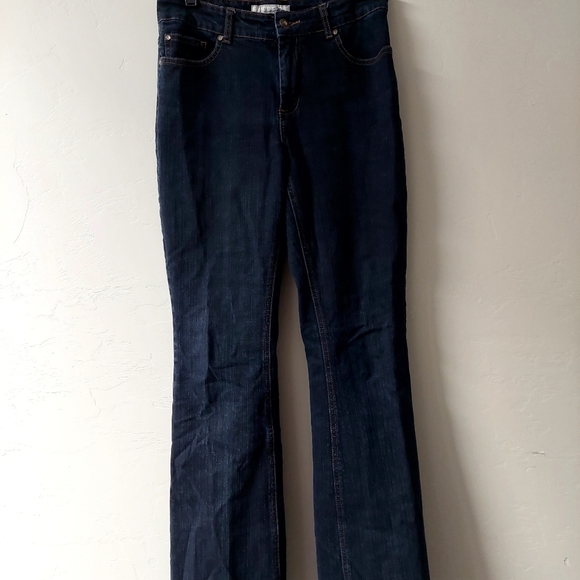 Chicos Blue Denim Charm Jeans Platinum Rhinestones Bling  Flare Bootcut‎ Stretch - Picture 1 of 12